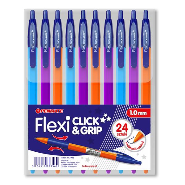 TT-DŁUGOPIS FLEXI NIEBIESKI 1.0MM CLICK&GRIP  /24/