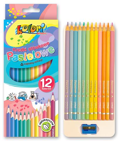 TT-KREDKI OŁÓWKOWE 12 KOLORÓW TRÓJKĄTNE PASTELOWE TT8308 KOLORI PENMATE /12/