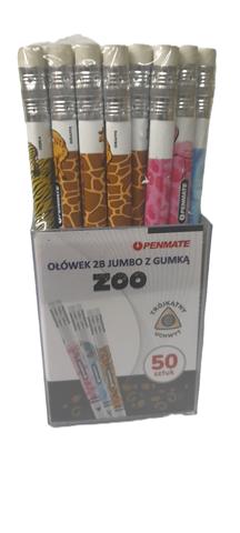 TT-OŁÓWEK TRÓJKĄTNY 2B JUMBO Z GUMKĄ ZOOPENMATE /50/