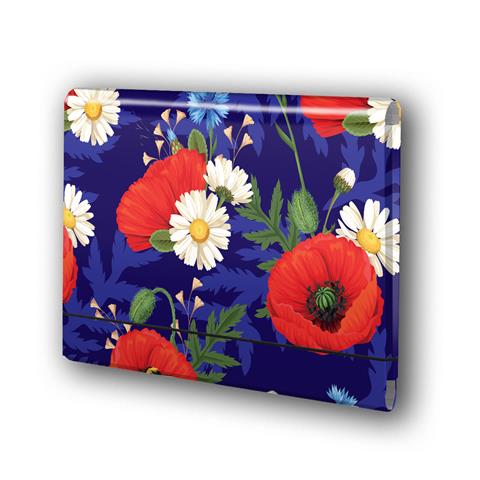 TT-TECZKA A4 ŁAMANA NA GUMKĘ KWIATY POLSKIE MAKI W FIOLECIE FOLIA MAT NIERYSUJĄCA