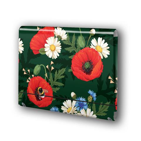 TT-TECZKA A4 ŁAMANA NA GUMKĘ KWIATY POLSKIE MAKI W ZIELENI FOLIA MAT NIERYSUJĄCA