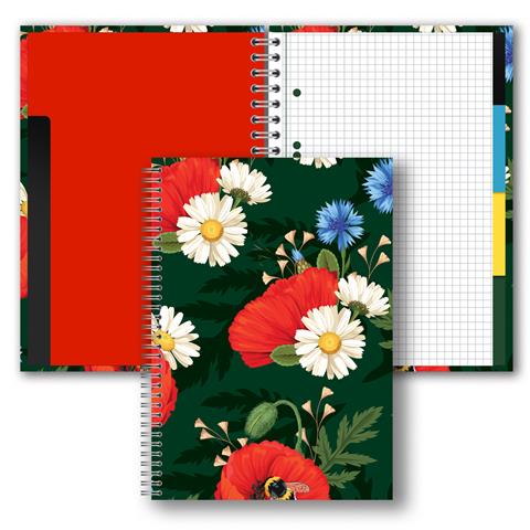 TT-KOŁOBRULION B5 160K KRATKA # PRZEKŁADKI KWIATY POLSKIE 4 MAKI W ZIELENI FOLIAMAT NIERYSUJĄCA /5/