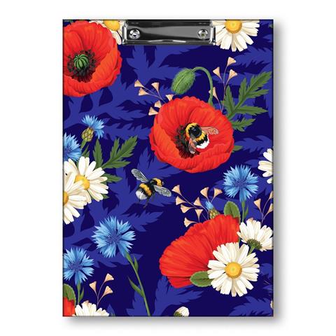 TT-DESKA A4 Z KLIPEM KWIATY POLSKIE MAKIW FIOLECIE FOLIA MAT NIERYSUJĄCA