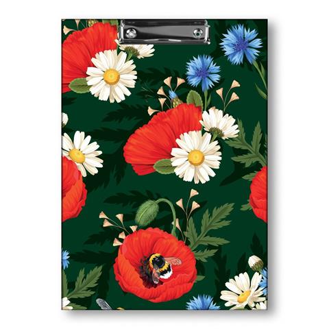 TT-DESKA A4 Z KLIPEM KWIATY POLSKIE MAKIW ZIELENI FOLIA MAT NIERYSUJĄCA