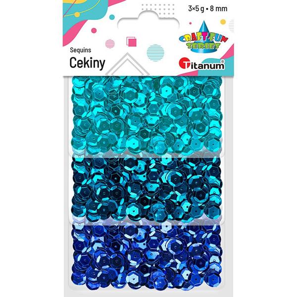 TITANUM CEKINY ZESTAW 8MM 3x5G TONACJA NIEBIESKA 414535