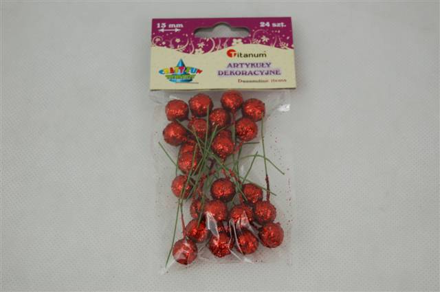 TITANUM ZESTAW DEKORACYJNY KULKI A'24 BROKATOWE CZERWONE 363123
