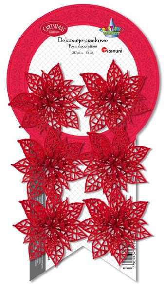 TITANUM KWIATY XMASS A'6 8CM CZERWONE 414345