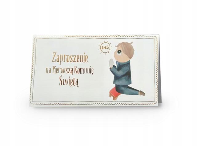 HENRY Zaproszenie komunia CHŁOPIEC ZŁOTO
