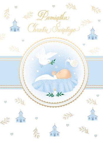 HENRY KARTKA OZDOBNA B6 Chrzest z kieszonkÄÁniebieski