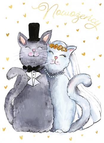 henry kartka ozdobna b6 ślub koty