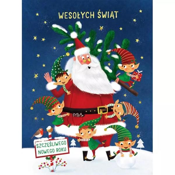 HENRY KARTKA OZDOBNA B6 BN MIKOŁAJ Z    ELFAMI GWIAZDKA