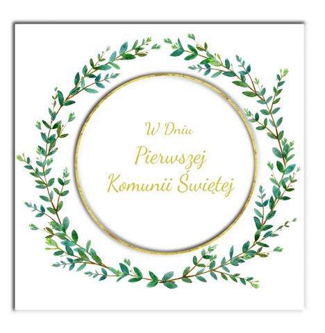 HENRY KARTKA OZDOBNA KW HS PAMIĄTKA KOMUNII WIANEK LIŚCIE