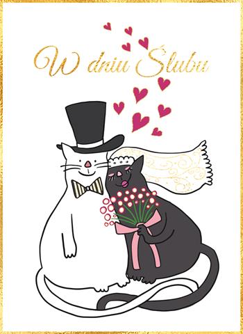 henry kartka ozdobna b6 ślub koty z     sercami