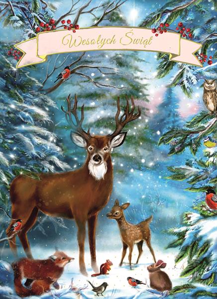HENRY KARTKA OZDOBNA B6 BN ŚWIĄTECZNY   LAS GWIAZDKA