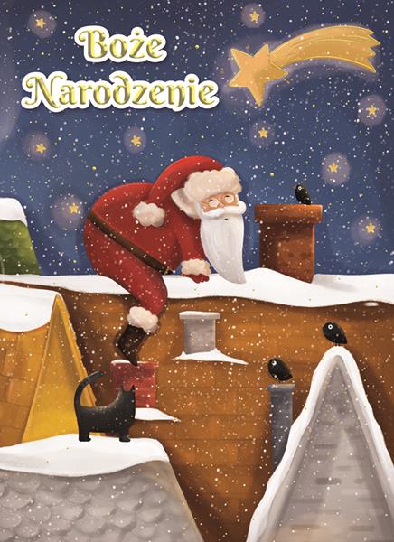 HENRY KARTKA OZDOBNA B6 BN MIKOŁAJ W    KOMINIE GWIAZDKA