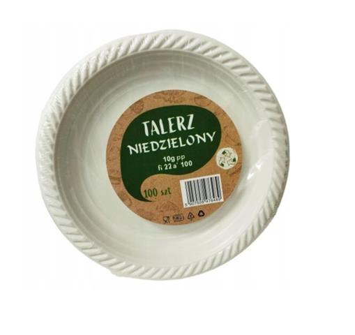 TALERZ NIEDZIELONY 22CM OP.100szt PP