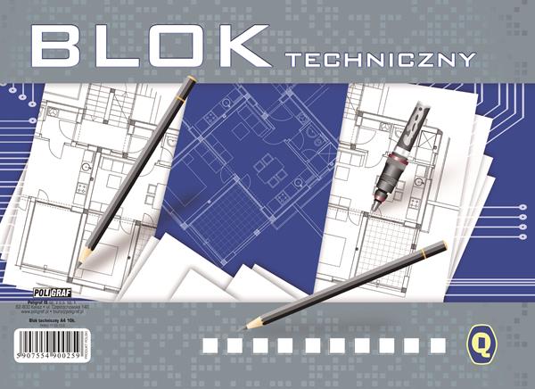 poligraf blok techniczny a4 biały q 240g/10/