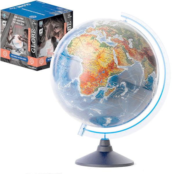 globus 25cm fizyczny/polityczny z aplikacją światło led ar01910