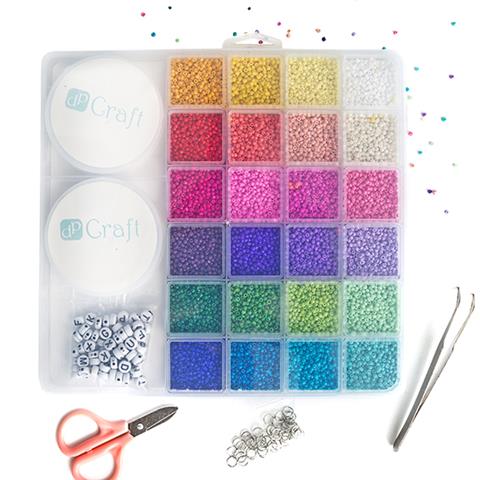 DP CRAFT ZESTAW KORALIKÓW DO WYROBU BIŻUTERII,ZAKCESORIAMI, 24 KOLORY