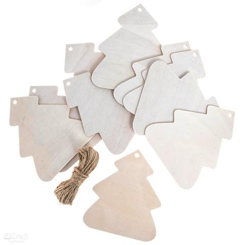 DP CRAFT DREWNIANE ZAWIESZKI CHOINKI 10 SZT-BIELONE
