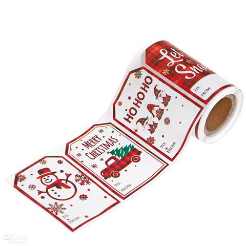 DP CRAFT NAKLEJKI NA ROLCE - ETYKIETY DOPREZENTÓW CHRISTMAS JOY 4 X 6 CM, 100 SZT.