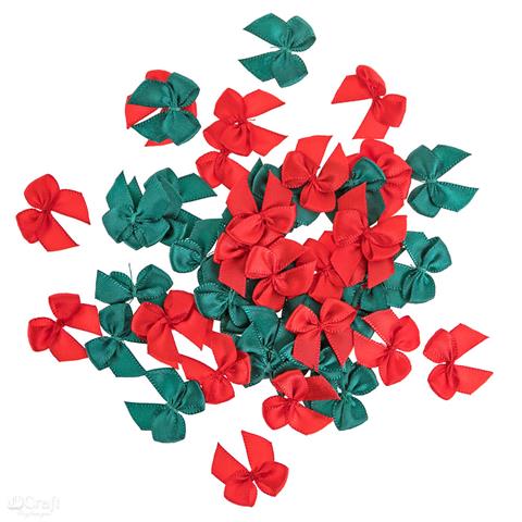DP CRAFT MINI KOKARDKI SATYNOWE 50 SZT. CZERWONE, ZIELONE