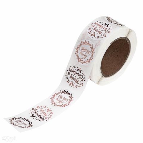 DP CRAFT NAKLEJKI NA ROLCE 2,5 CM - CHRISTMASROSE GOLD 500 SZT.