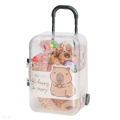 DP CRAFT OZDOBY POLIMEROWE 3D KAPIBARA, WALIZKA,20 SZT.