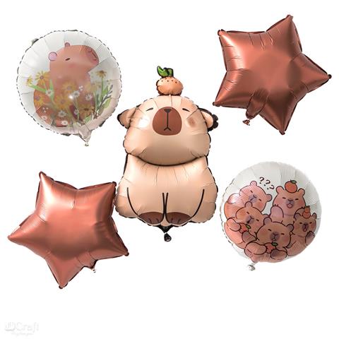 DP CRAFT ZESTAW MATOWYCH BALONÓW FOLIOWYCHKAPIBARA, 5 SZT. - GWIAZDKA