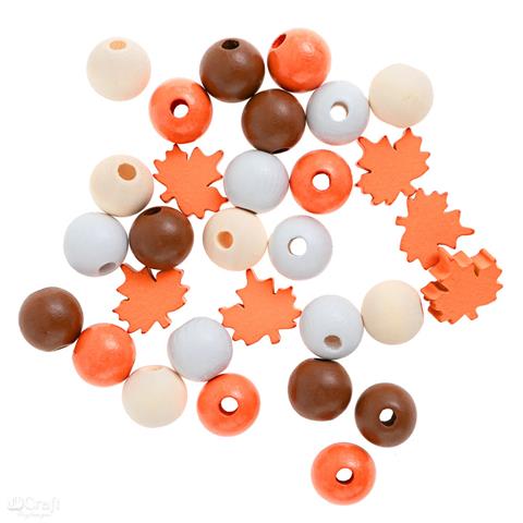 DP CRAFT DREWNIANE KORALIKI JESIENNE 16 MM,30SZT.