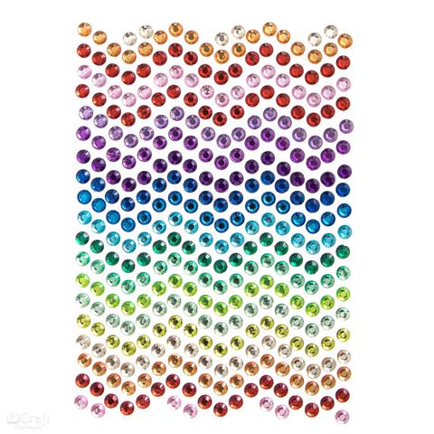 DP CRAFT KRYSZTAŁKI SAMOPRZYLEPNE 6 MM, 337SZT.RAINBOW DUST