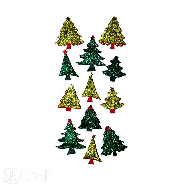 DP CRAFT NAKLEJKI 3D BROKATOWE CHOINKI 12SZT