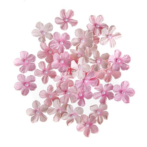 dp craft kwiaty papierowe z perełką 2cm 32szt różowe
