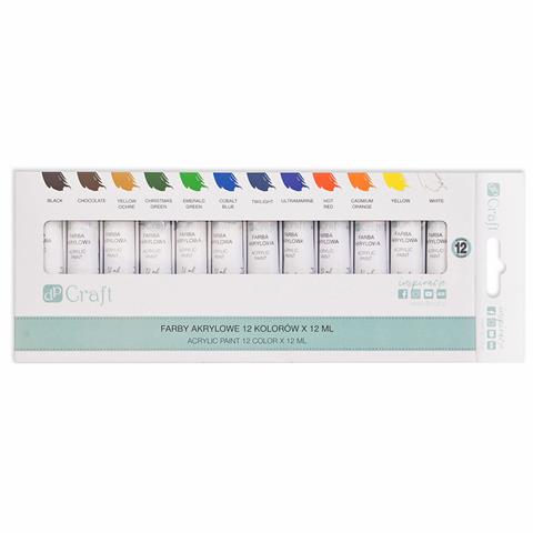 dp craft farby akrylowe 12 kolorów 12ml dpfa-100