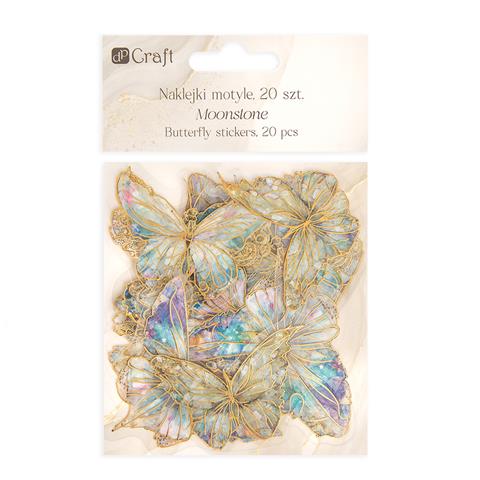 DP CRAFT POŁYSKUJĄCE NAKLEJKI PET -  MOTYLE,20SZT. -  MOONSTONE