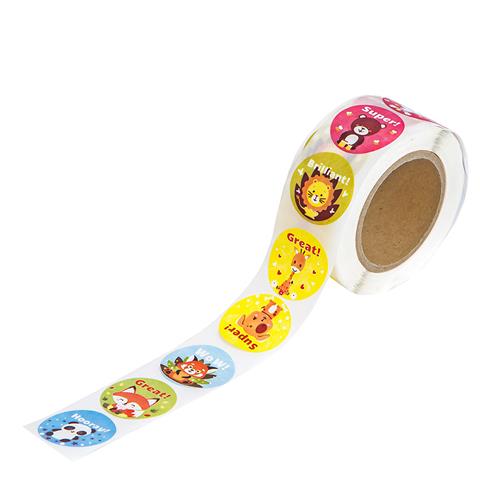 DP CRAFT NAKLEJKI MOTYWACYJNE NA ROLCE 2,5CM-ZWIERZĄTKA I NAPISY, 500 SZT.