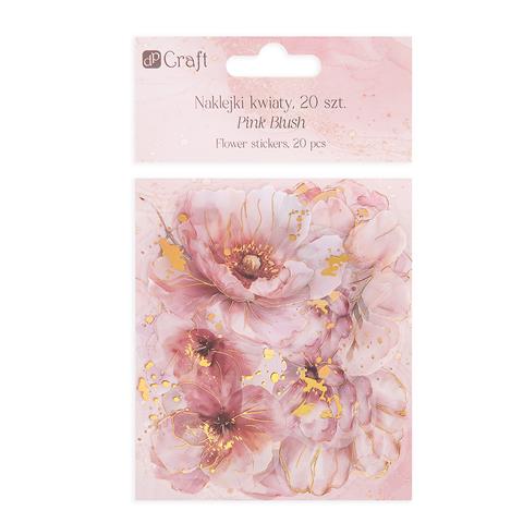 DP CRAFT POŁYSKUJĄCE NAKLEJKI PET - KWIATY,20SZT - PINK BLUSH