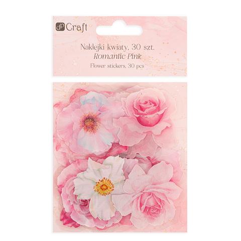 DP CRAFT NAKLEJKI PET - KWIATY,  30 SZT -ROMANTIC PINK
