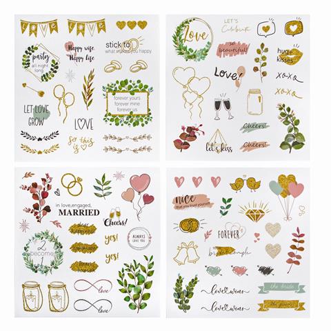 DP CRAFT AKWARELOWE NAKLEJKI PAPIEROWE, LOVE&MARRIAGE, 4 ARKUSZE