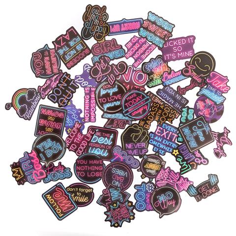 DP CRAFT NAKLEJKI WINYLOWE - SLOGANY MOTYWACYJNE, 5-8 CM, 50 SZT, NEONOWE