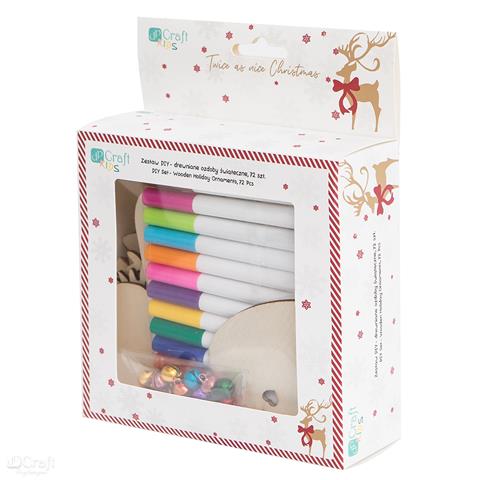 DP CRAFT ZESTAW DIY - DREWNIANE OZDOBY ŚWIĄTECZNE, 72 SZT.