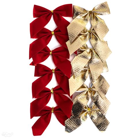 DP CRAFT KOKARDKI DEKORACYJNE 12 SZT. - CZERWONE, ZŁOTE