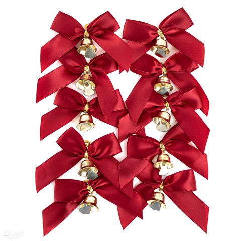 DP CRAFT KOKARDKI Z DZWONECZKAMI 10 SZT.-CZERWONE