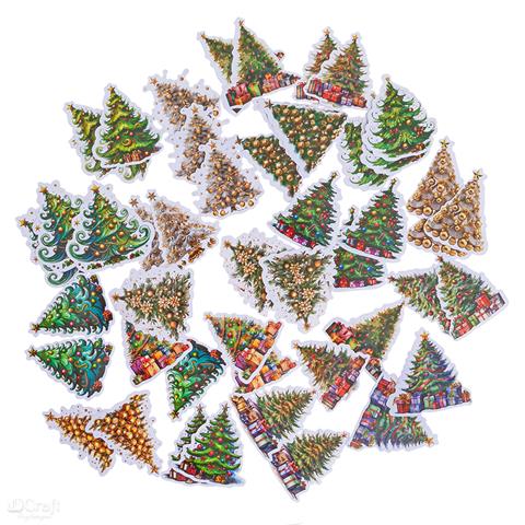 DP CRAFT NAKLEJKI WINYLOWE - ŚWIĄTECZNE 4-6CM,46 SZT. - CHRISTMAS TREES