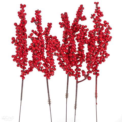 DP CRAFT GAŁĄZKI Z CZERWONYMI OWOCAMI 22CM,5SZT.