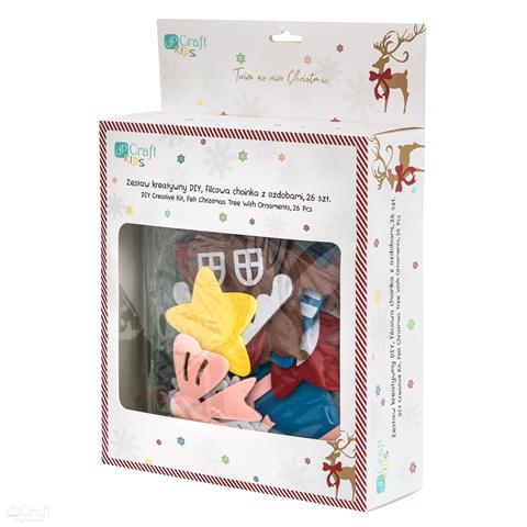 DP CRAFT ZESTAW KREATYWNY DIY FILCOWA CHOINKAZOZDOBAMI 71 X 90 CM, 25 SZT.