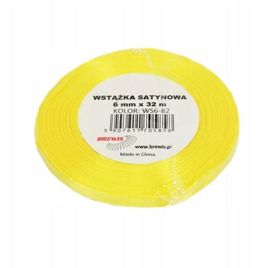 WSTĄŻKA SATYNOWA 6mmX32m KANARKOWY 82   WS6-82 BREWIS