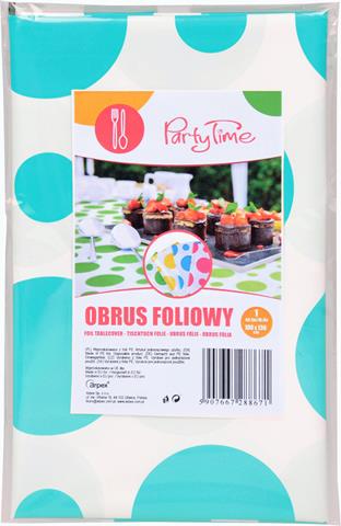 arpex obrus foliowy 100*130cm w grochy turkusowy