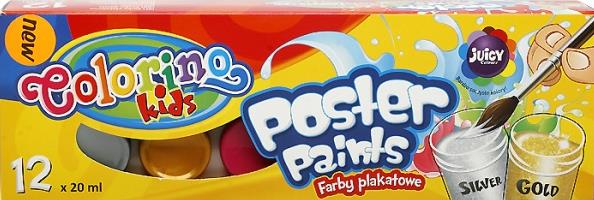 COLORINO FARBY PLAKATOWE 12 KOLORÓW 20ML+ PLASTELINA 12 KOLORÓW GRATIS PATIO    13239PTR /16/