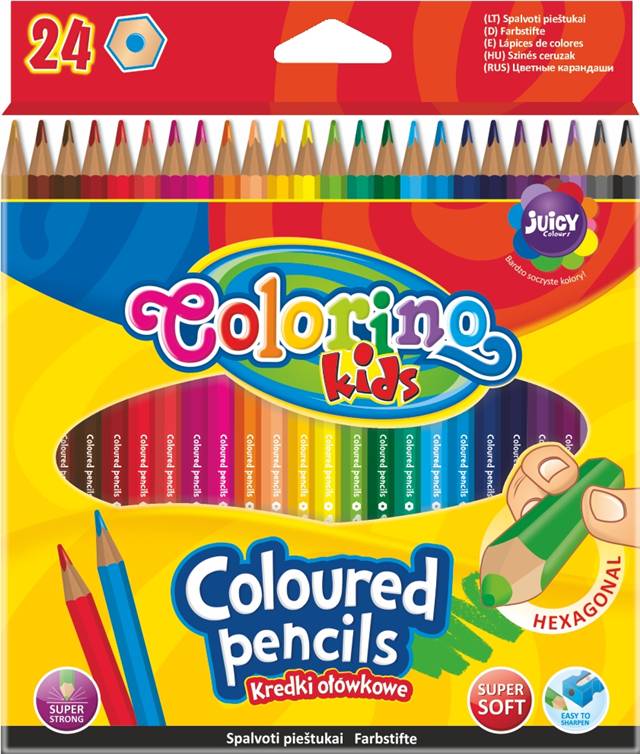 COLORINO KREDKI OŁÓWKOWE 24 KOLORY HEKSAGONALNE 14700PTR /12/